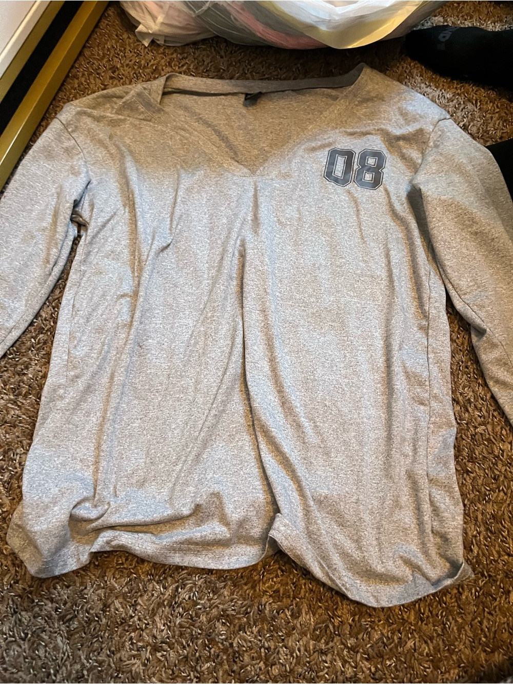 SHEIN Gray Long Sleeve Kids Top with '08' Detail